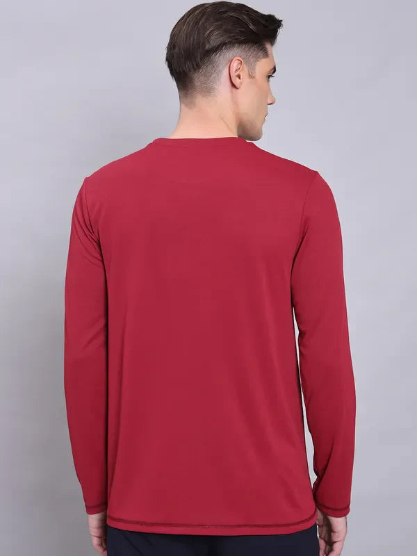 TechnoSport Crew Neck Full Sleeve Dry Fit T Shirt for Men OR-17 (Berry Red)