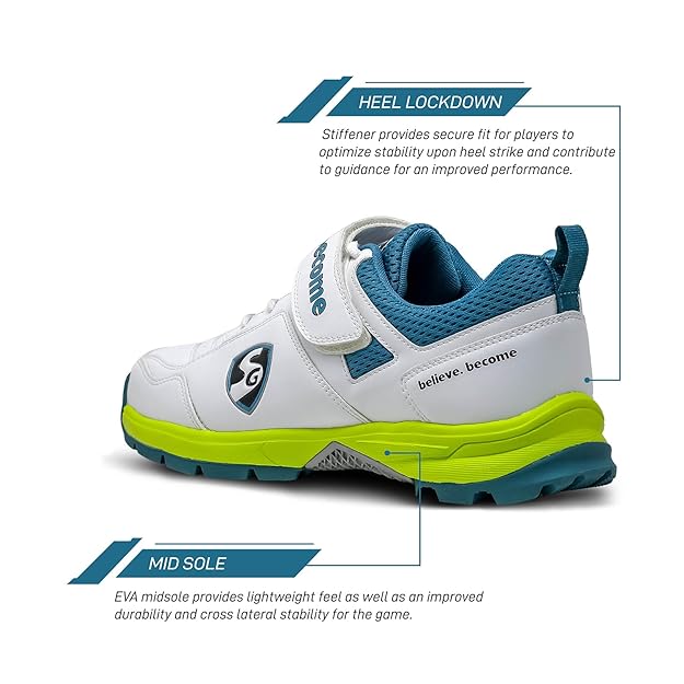 SG Century 6.0 Cricket Shoes (White/Green)