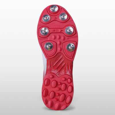 Nivia Crick-1000 Spikes Cricket Shoes for Men (White/Red)