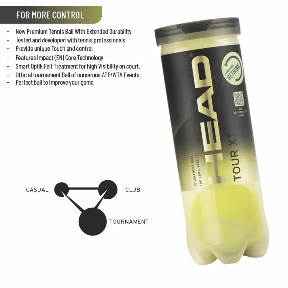 HEAD Tour XT Tennis Ball Can Pack Of 3 Balls