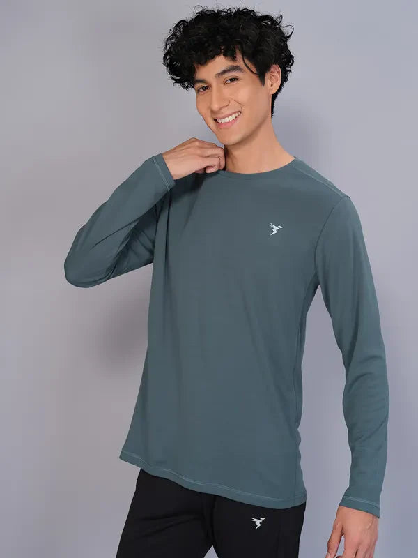 TechnoSport Crew Neck Full Sleeve Dry Fit T Shirt for Men OR-17 (Hunter Green)
