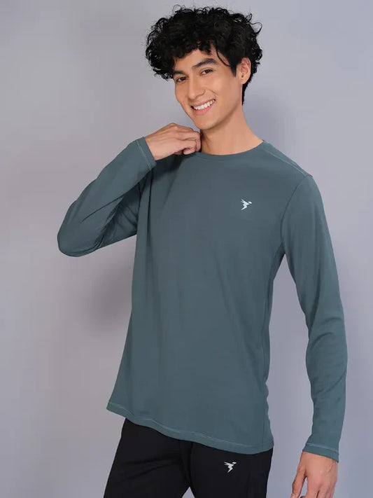 TechnoSport Crew Neck Full Sleeve Dry Fit T Shirt for Men OR-17 (Hunter Green)
