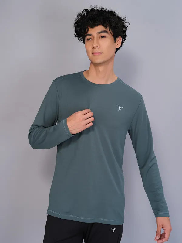 TechnoSport Crew Neck Full Sleeve Dry Fit T Shirt for Men OR-17 (Hunter Green)