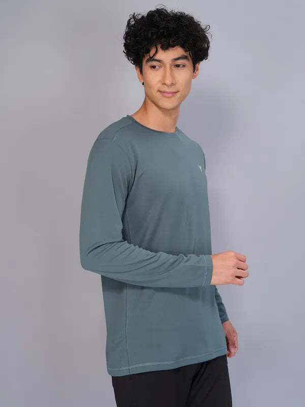 TechnoSport Crew Neck Full Sleeve Dry Fit T Shirt for Men OR-17 (Hunter Green)