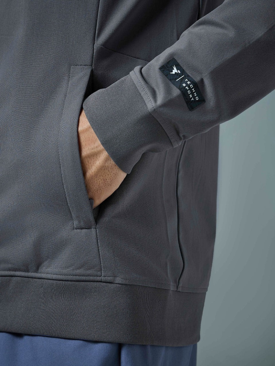 Technosport Solid Slim Fit Mock Neck Jacket For Men PM-98 (Iron Grey)