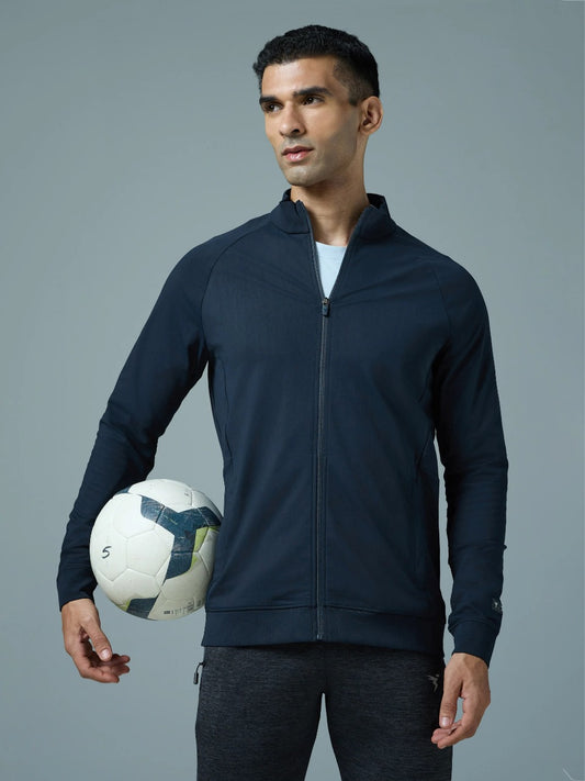 Technosport Solid Slim Fit Mock Neck Jacket For Men PM-98 (Navy Blue)