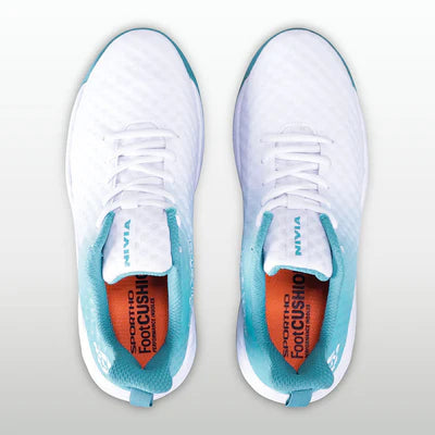 Nivia Power Smash Tennis Shoes (White/Sky Blue)