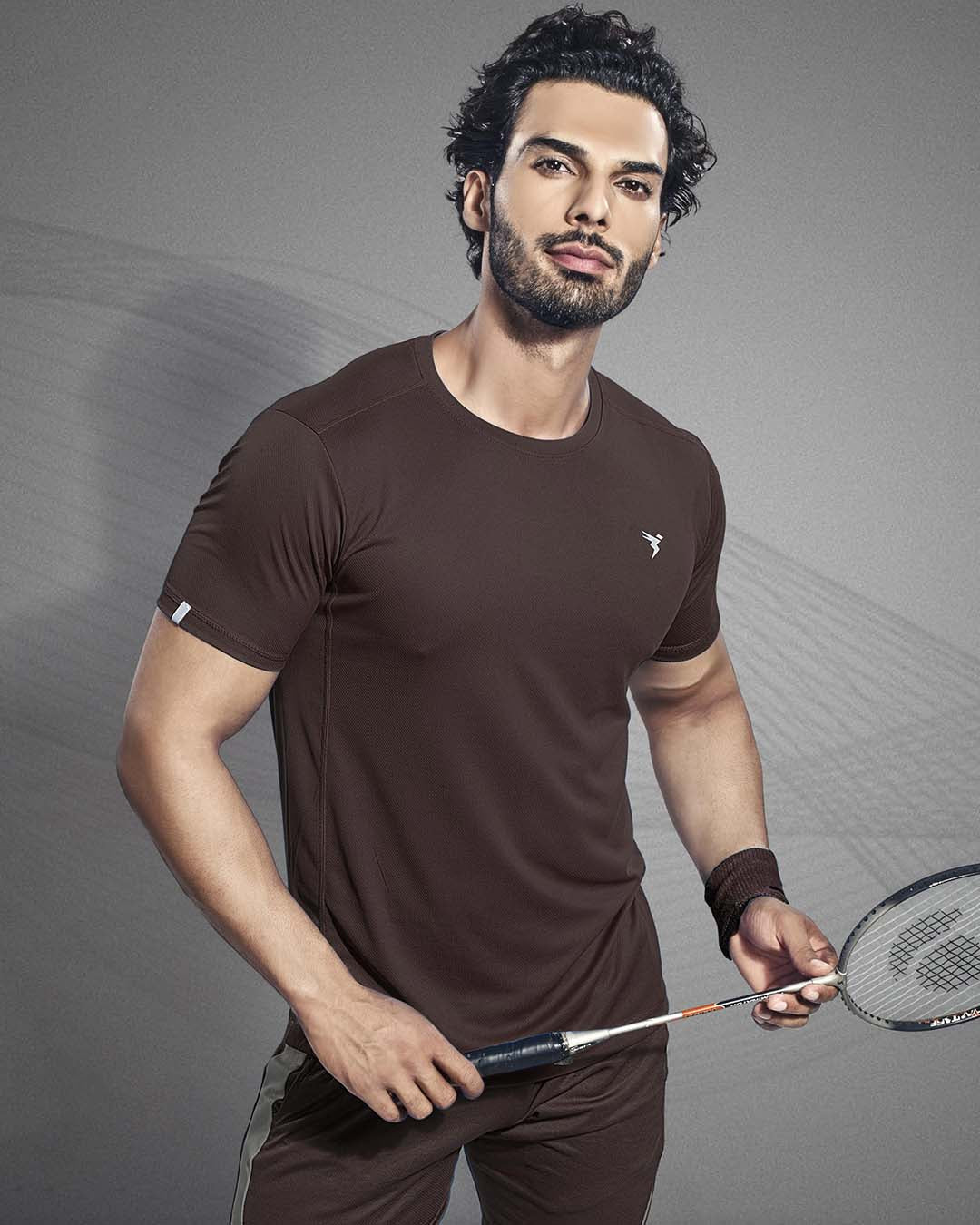TechnoSport Crew Neck Half Sleeve Dry Fit T Shirt for Men OR-10 - Burgundi