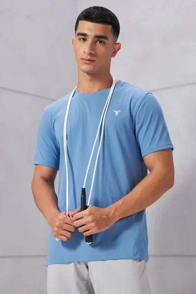 Technosport Active Men's Cotflex Half Sleeve T-Shirt OR-30 (Lichen Blue)