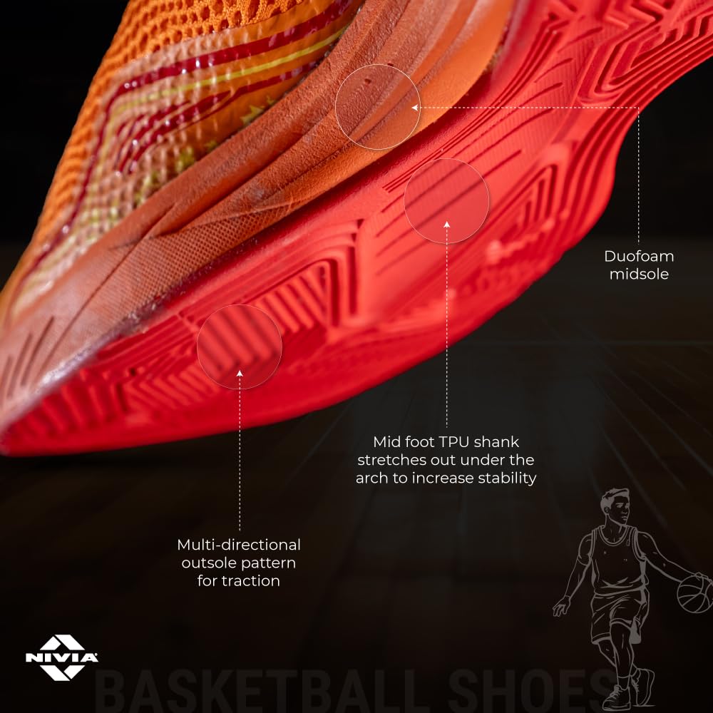 Nivia Warrior 2.0 Basketball Shoes For Men (Orange)