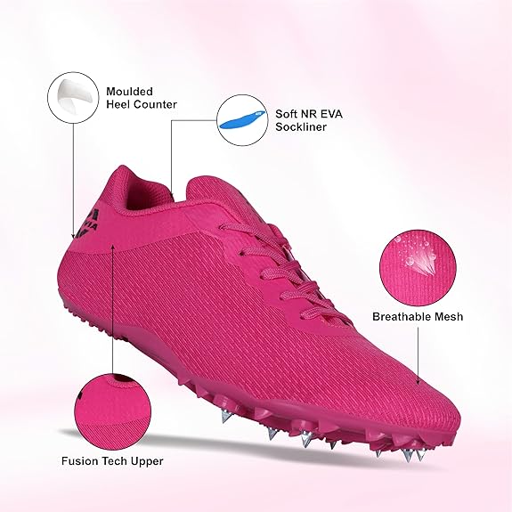 Nivia Stride 3.0 Spike Running Shoes For Men - Fluorescent Pink