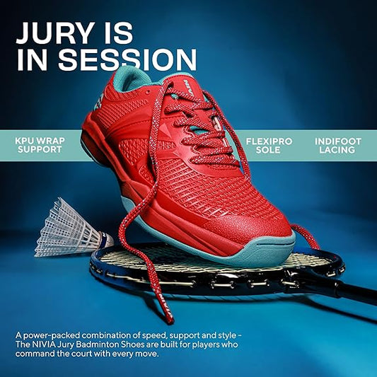 Nivia Jury Badminton Shoes For Men (Red)