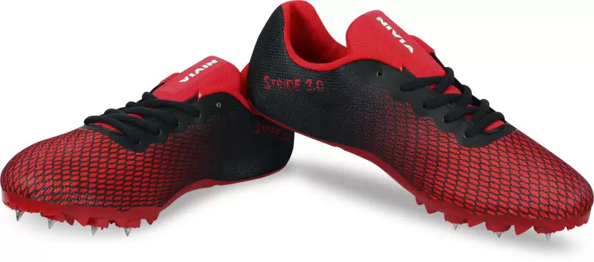Nivia Stride 2.0 Spike Running Shoes For Men Red Black Jalandhar Style