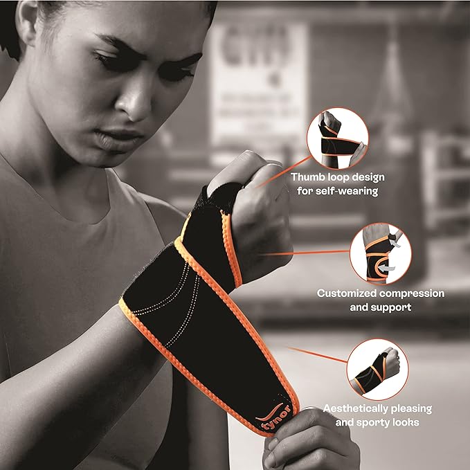 TYNOR Wrist Support With Thumb Loop Neo Orange