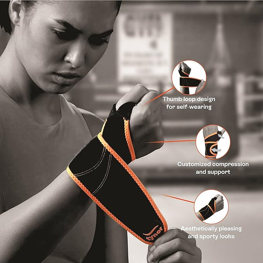TYNOR Wrist Support With Thumb Loop Neo Orange