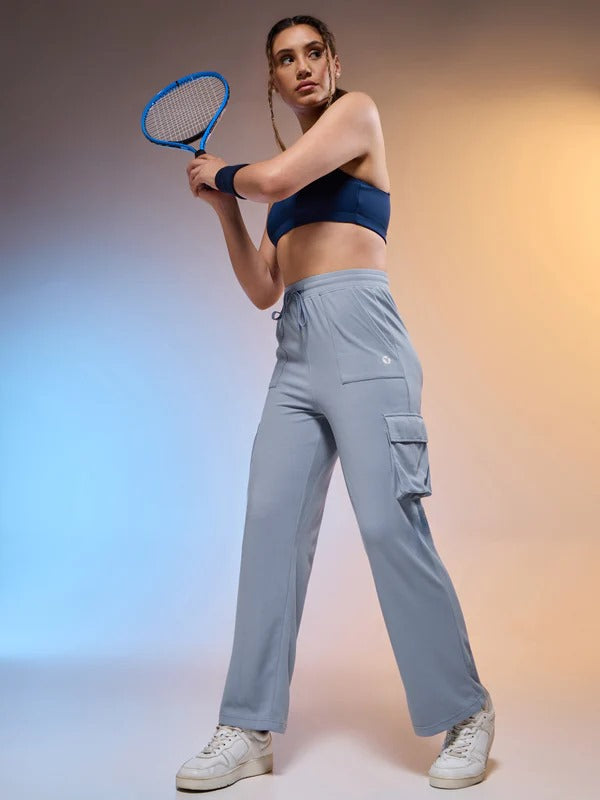 Women Solid Straight Fit Cargo Trackpants W-152 (Troposphere)