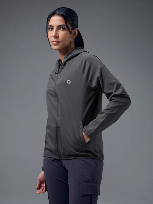Technosport Slim Fit Hooded Jacket For Women WR-16 (Woodland Gray)