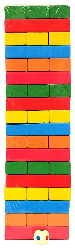Wooden Tower Jenga Game Multicolor
