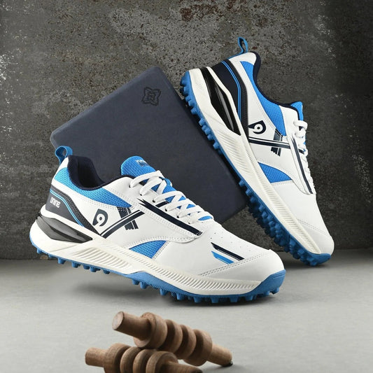 Dnine Blaster-2 Rubber Studs Cricket Shoes (White/Blue)