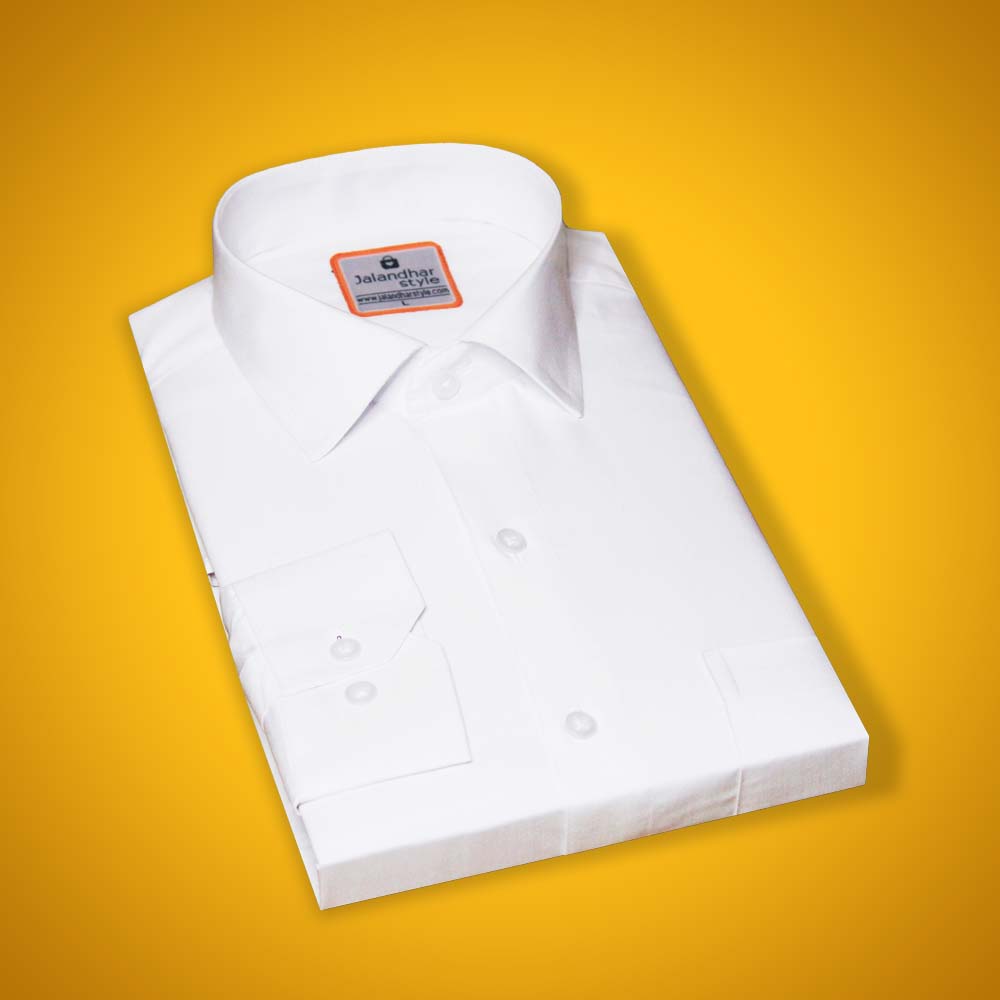 Men's Formal Shirt Blend Cotton Regular Fit - White