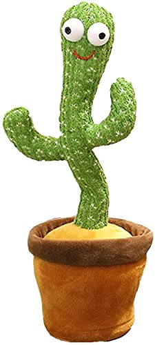 Xencui Dancing Cactus Talking Toy, Cactus Plush Toy, Wriggle & Singing Recording Repeat What You Say Funny Education Toys for Babies Children Playing, Home Decorate (Cactus Toy)