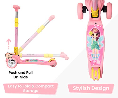 R for Rabbit Road Runner Kick Scooter for Kids of Above 3 Years, Weight Capacity 75Kgs (Pink)