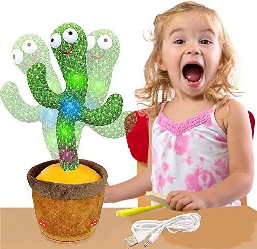 Xencui Dancing Cactus Talking Toy, Cactus Plush Toy, Wriggle & Singing Recording Repeat What You Say Funny Education Toys for Babies Children Playing, Home Decorate (Cactus Toy)