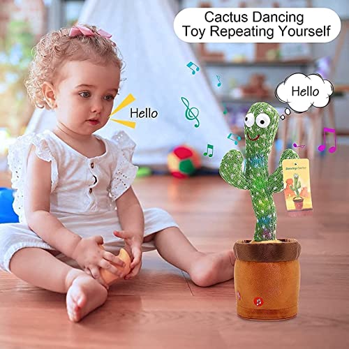 Xencui Dancing Cactus Talking Toy, Cactus Plush Toy, Wriggle & Singing Recording Repeat What You Say Funny Education Toys for Babies Children Playing, Home Decorate (Cactus Toy)