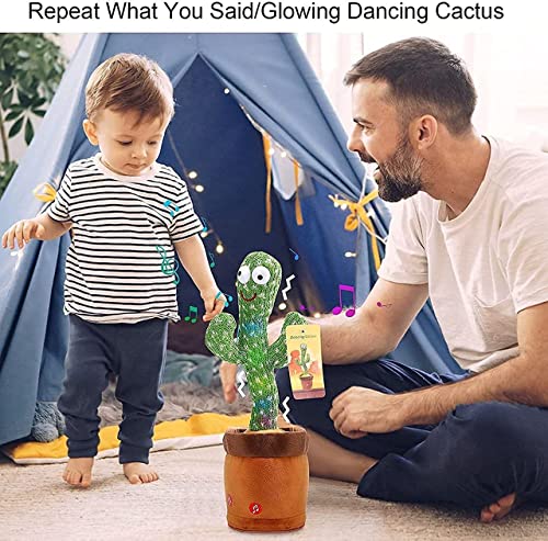 Xencui Dancing Cactus Talking Toy, Cactus Plush Toy, Wriggle & Singing Recording Repeat What You Say Funny Education Toys for Babies Children Playing, Home Decorate (Cactus Toy)