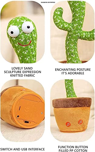 Xencui Dancing Cactus Talking Toy, Cactus Plush Toy, Wriggle & Singing Recording Repeat What You Say Funny Education Toys for Babies Children Playing, Home Decorate (Cactus Toy)