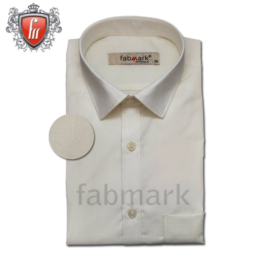 Fabmark Men's Formal Cotton Shirt Cream