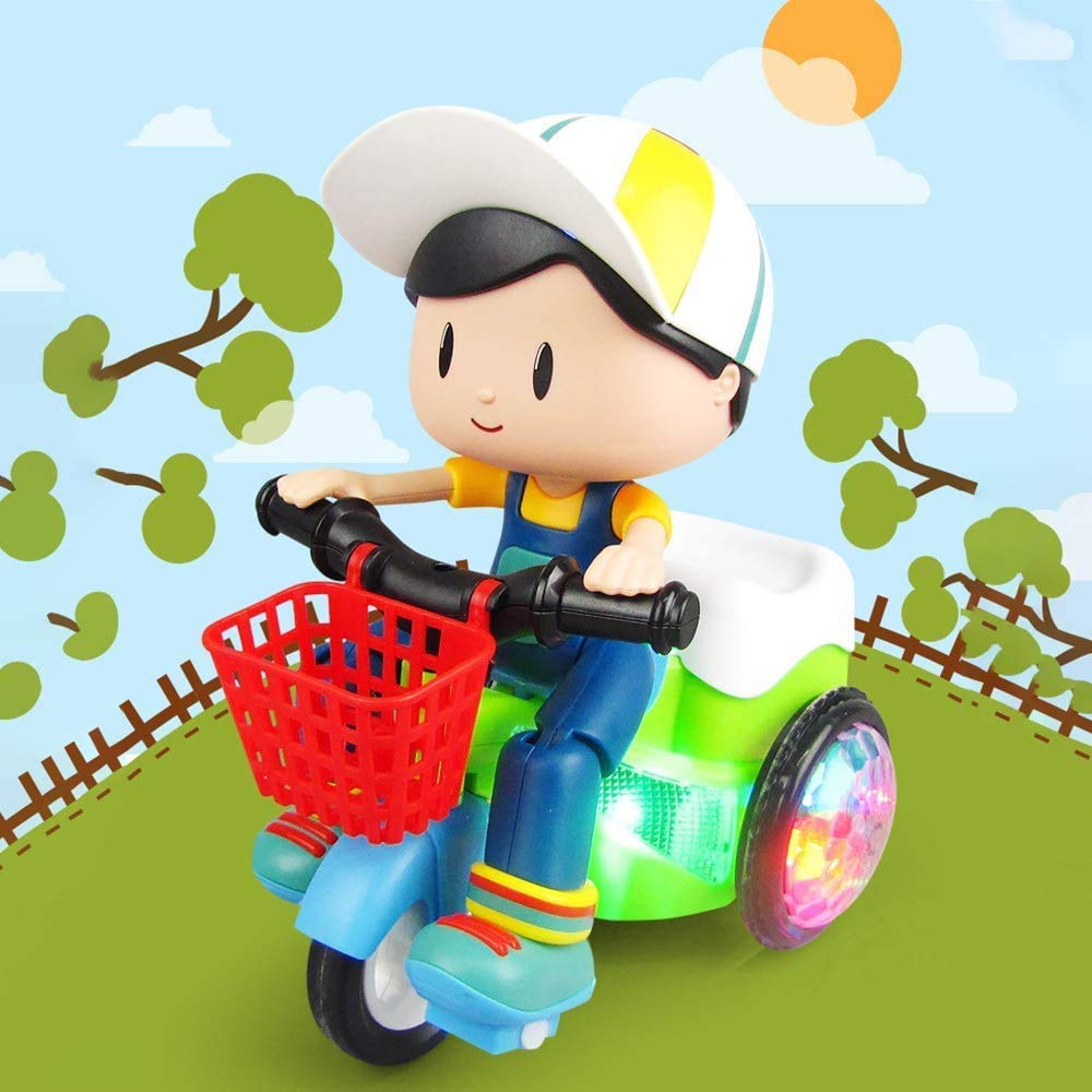 Stunt Tricycle Bump and Go Toy with 4D Lights