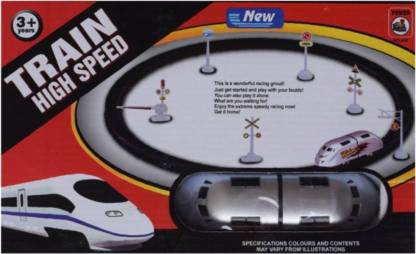 High Speed Metro Train with Round Track with Sign Boards for Kids