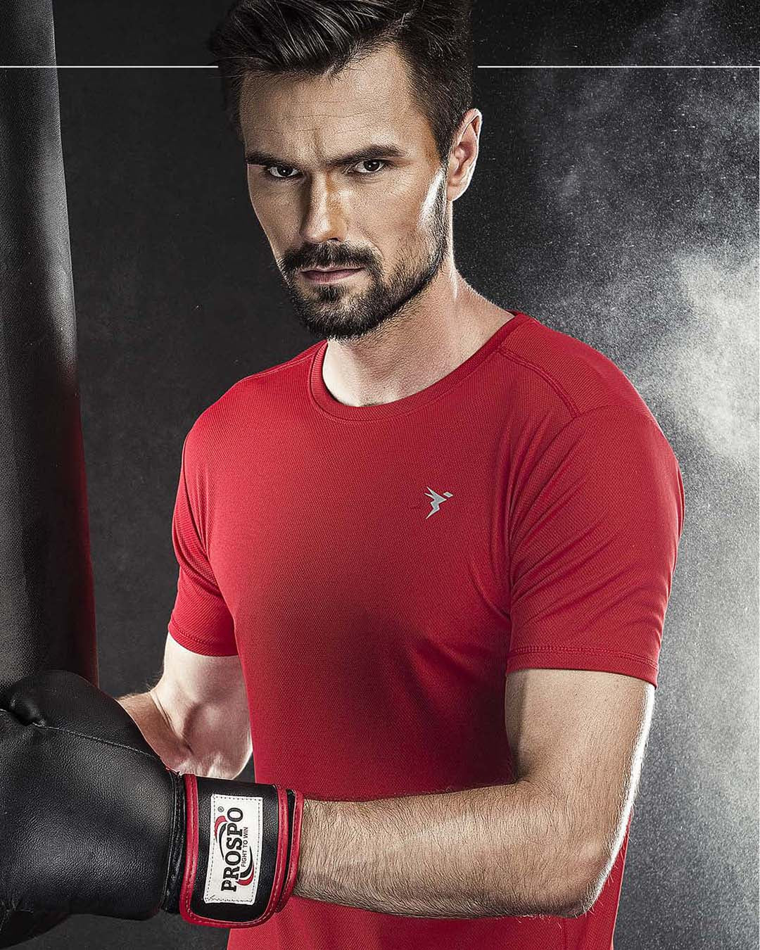 TechnoSport Crew Neck Half Sleeve Dry Fit T Shirt for Men OR-10 (Red)