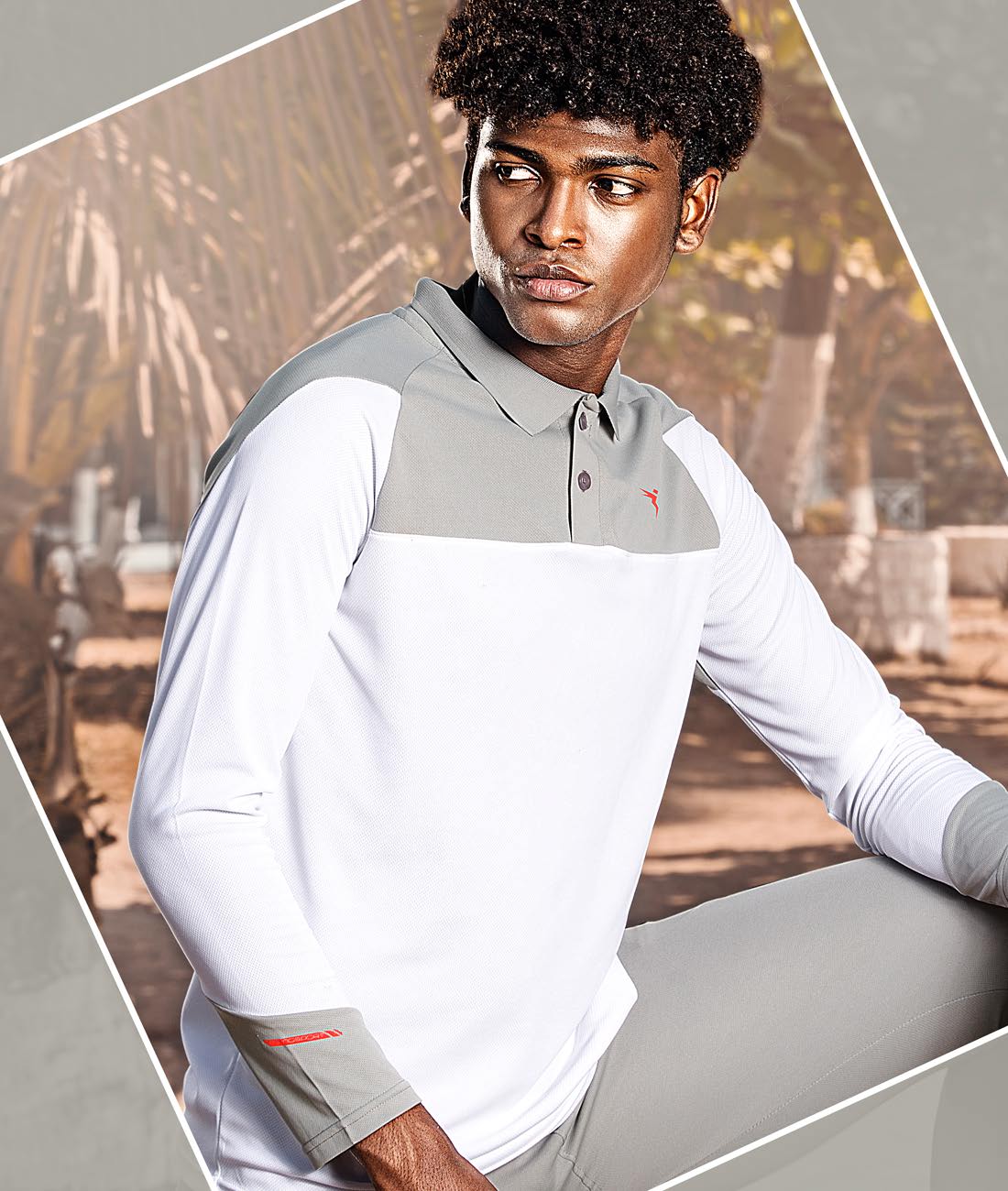 TechnoSport Polo Neck Full Sleeve Dry Fit T-Shirt for Men OR-16 (White