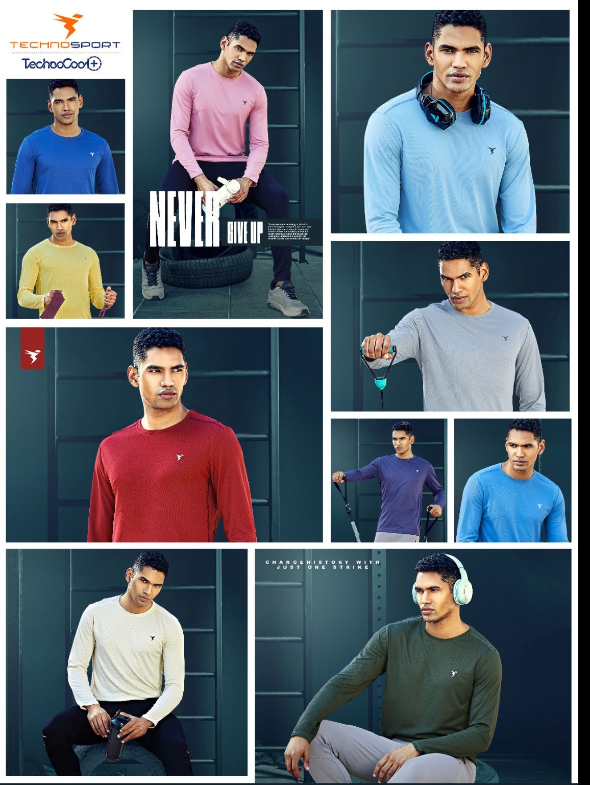 TechnoSport Crew Neck Full Sleeve Dry Fit T Shirts for Men OR-17
