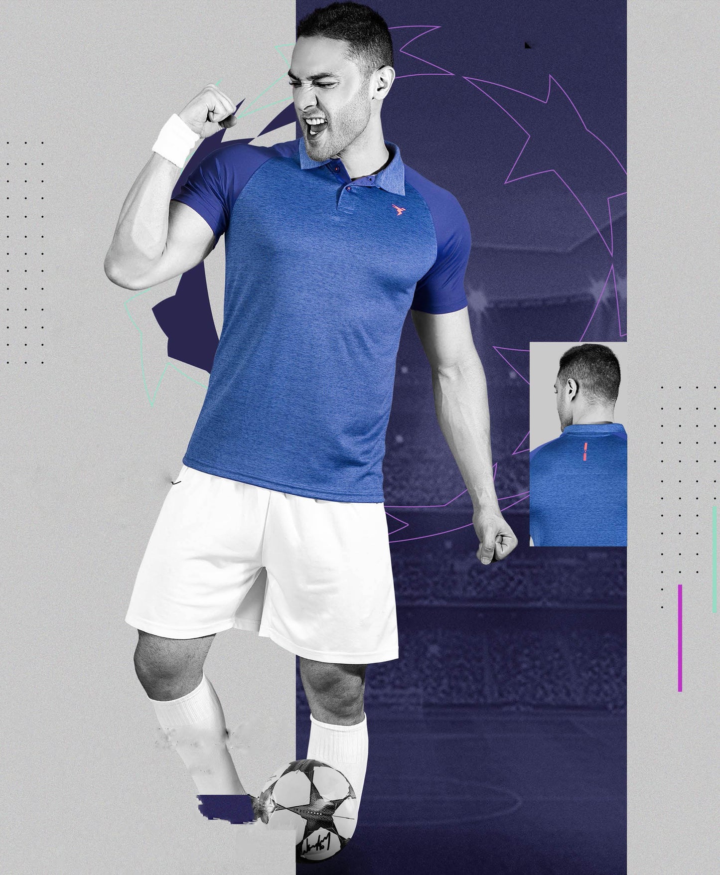 TechnoSport Polo Neck Half Sleeve Dry Fit T Shirt for Men OR-41 (Royal Blue)