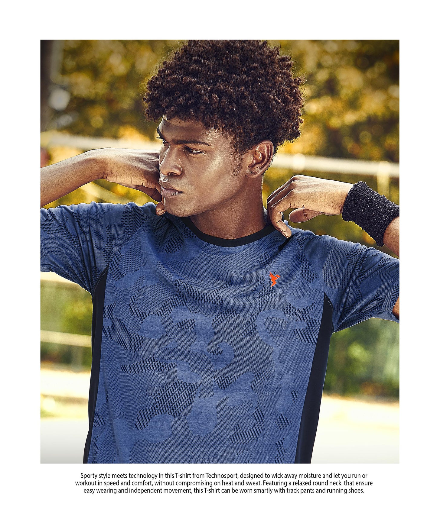 TechnoSport Crew Neck Half Sleeve Dry Fit T Shirt for Men OR-50 (Spanish Blue)