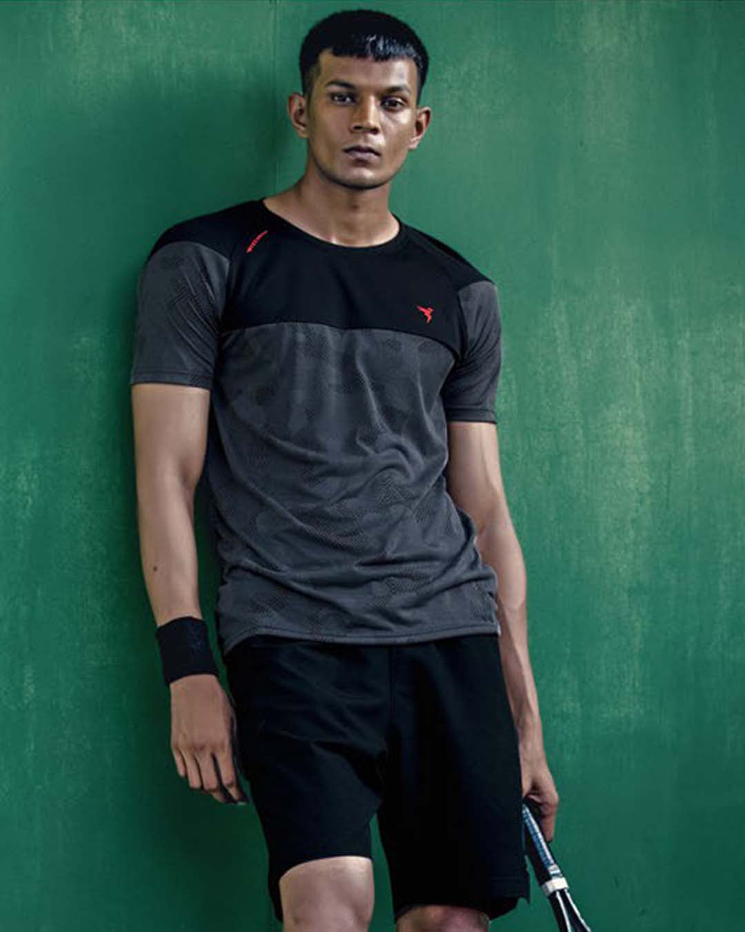 TechnoSport Crew Neck Half Sleeve Dry Fit T Shirt for Men OR-50 (DarkG