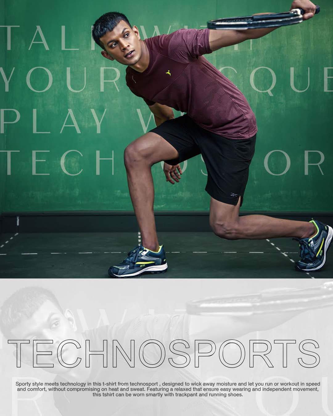 TechnoSport Crew Neck Half Sleeve Dry Fit T Shirt for Men OR-50 (Maroon)