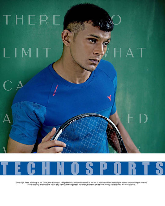 TechnoSport Crew Neck Half Sleeve Dry Fit T Shirt for Men OR-50 (Royal Blue)