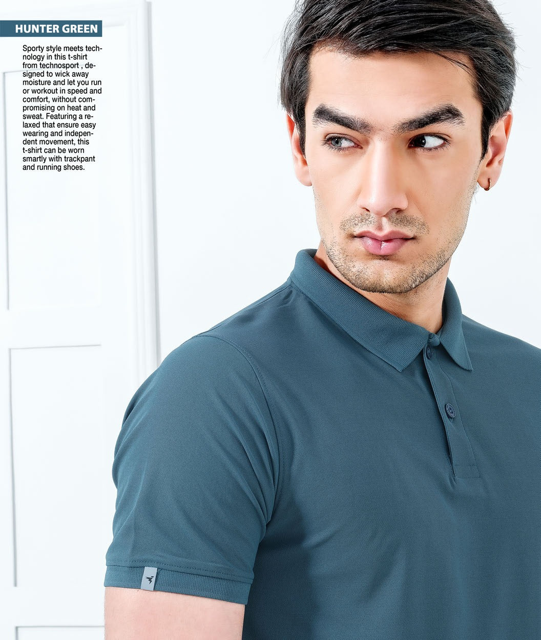 TechnoSport Polo Neck Half Sleeve Dry Fit T Shirt for Men OR-51 (Hunter Green)
