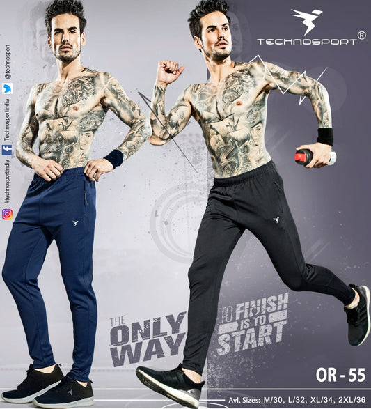 TechnoSport Men's Dry-Fit Solid Track Pant Pack of 2 OR-55