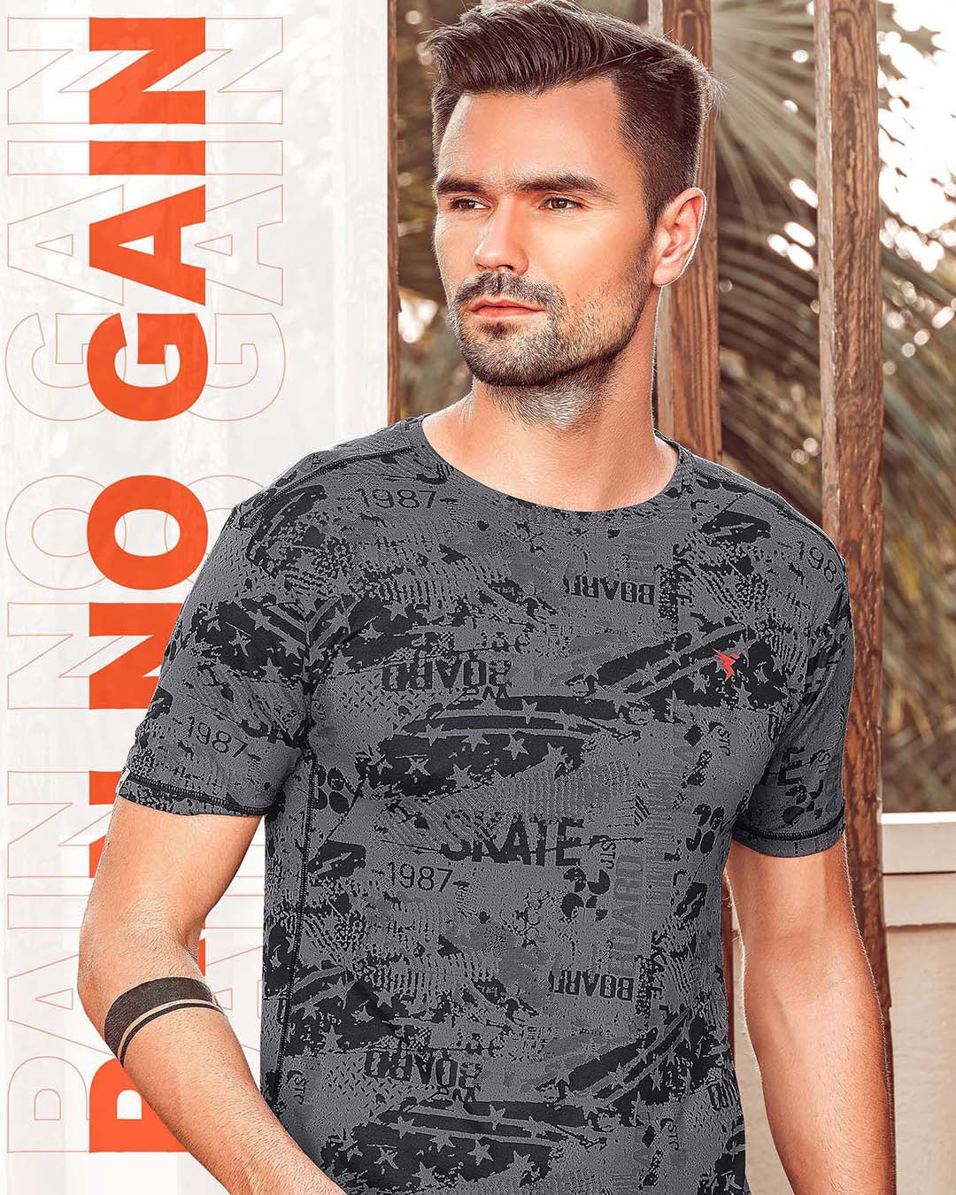 TechnoSport Crew Neck Half Sleeve Dry Fit T Shirt for Men OR-60 (Dark Grey)