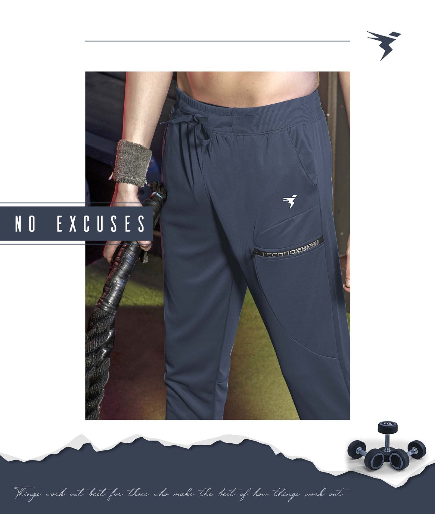 TechnoSport Men's Rib Pattern Dry-Fit Solid Track P-452 (Dark Grey)
