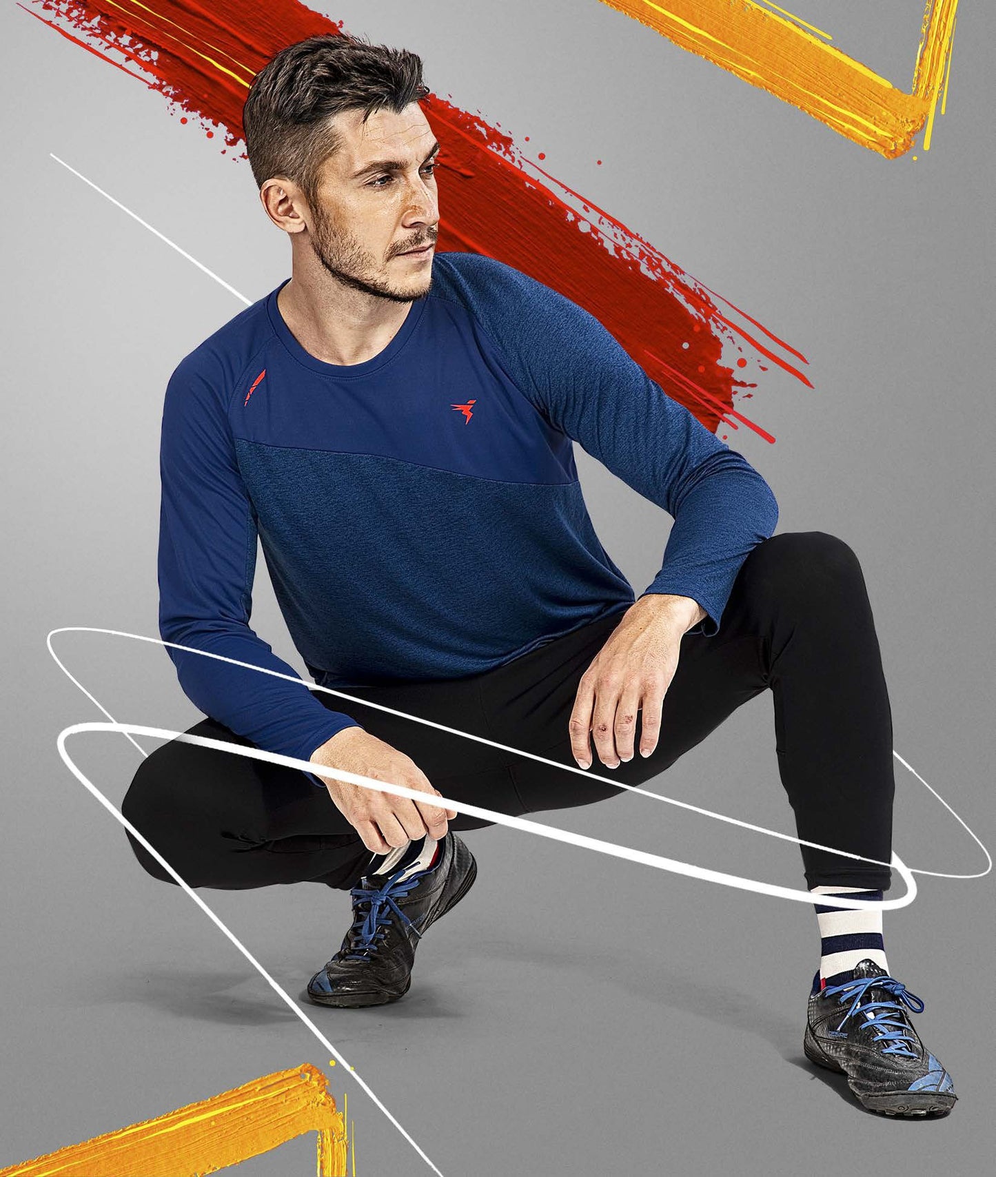 TechnoSport Crew Neck Full Sleeve Dry Fit T Shirt for Men P-464 (Royal Blue)