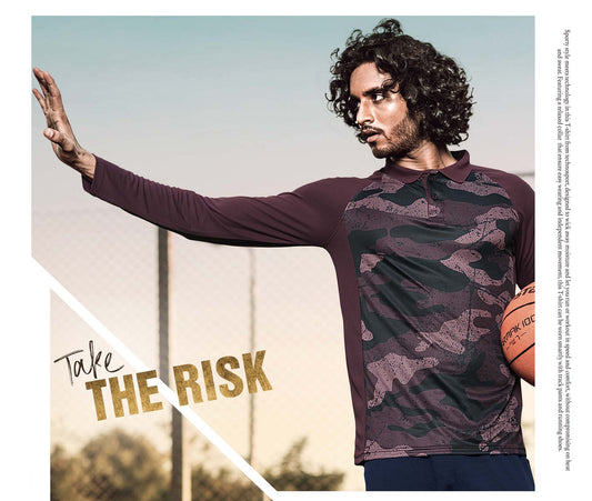 TechnoSport Polo Neck Full Sleeve Sublimation Dry Fit T-Shirt for Men P-487 (Deep Purple)