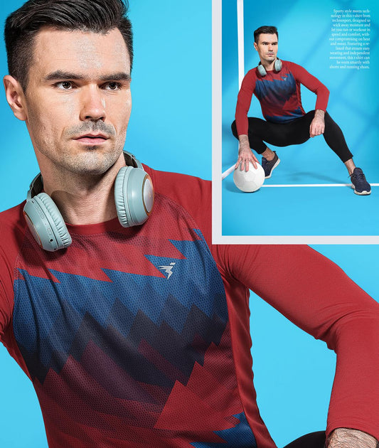 TechnoSport Crew Neck Full Sleeve Sublimation Dry Fit T-Shirt for Men P-494 (Maroon)