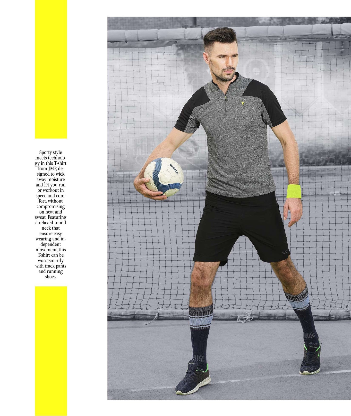 Technosport T Neck Half Zip Half Sleeve Dry Fit T Shirt for Men P 512 Grey