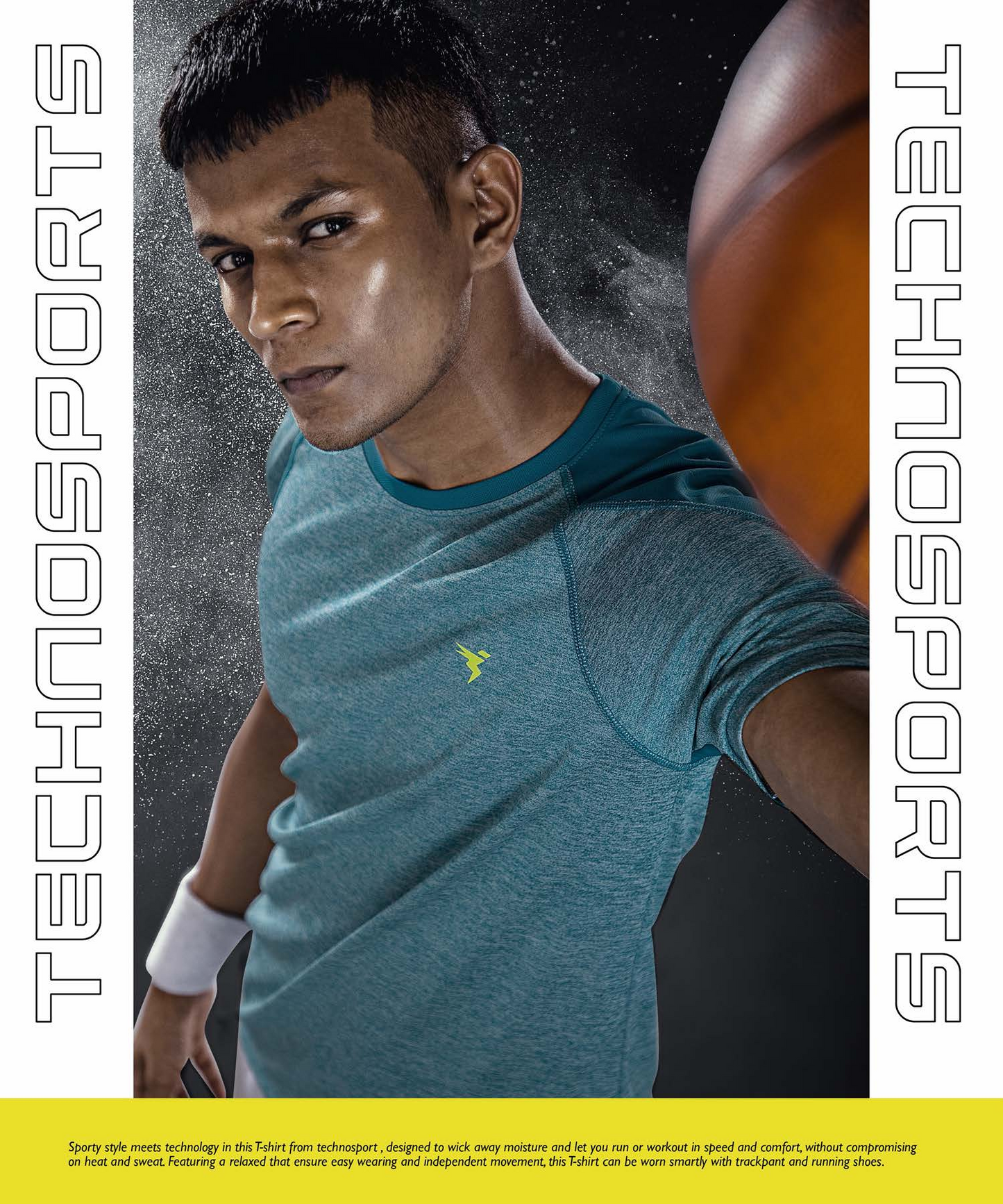 TechnoSport Crew Neck Half Sleeve Dry Fit T Shirt for Men P 532 Sky Blue